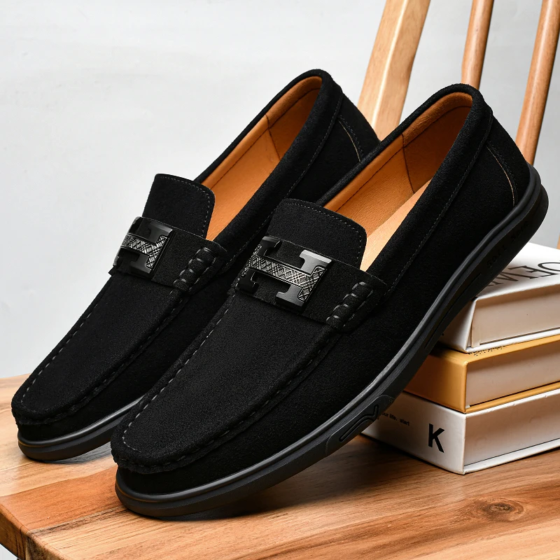 

Men Loafers Autumn Breathable Flat Bottomed Frosted Flat Simple Comfortable Business Casual Driving Fashion Plus Size (38-47)