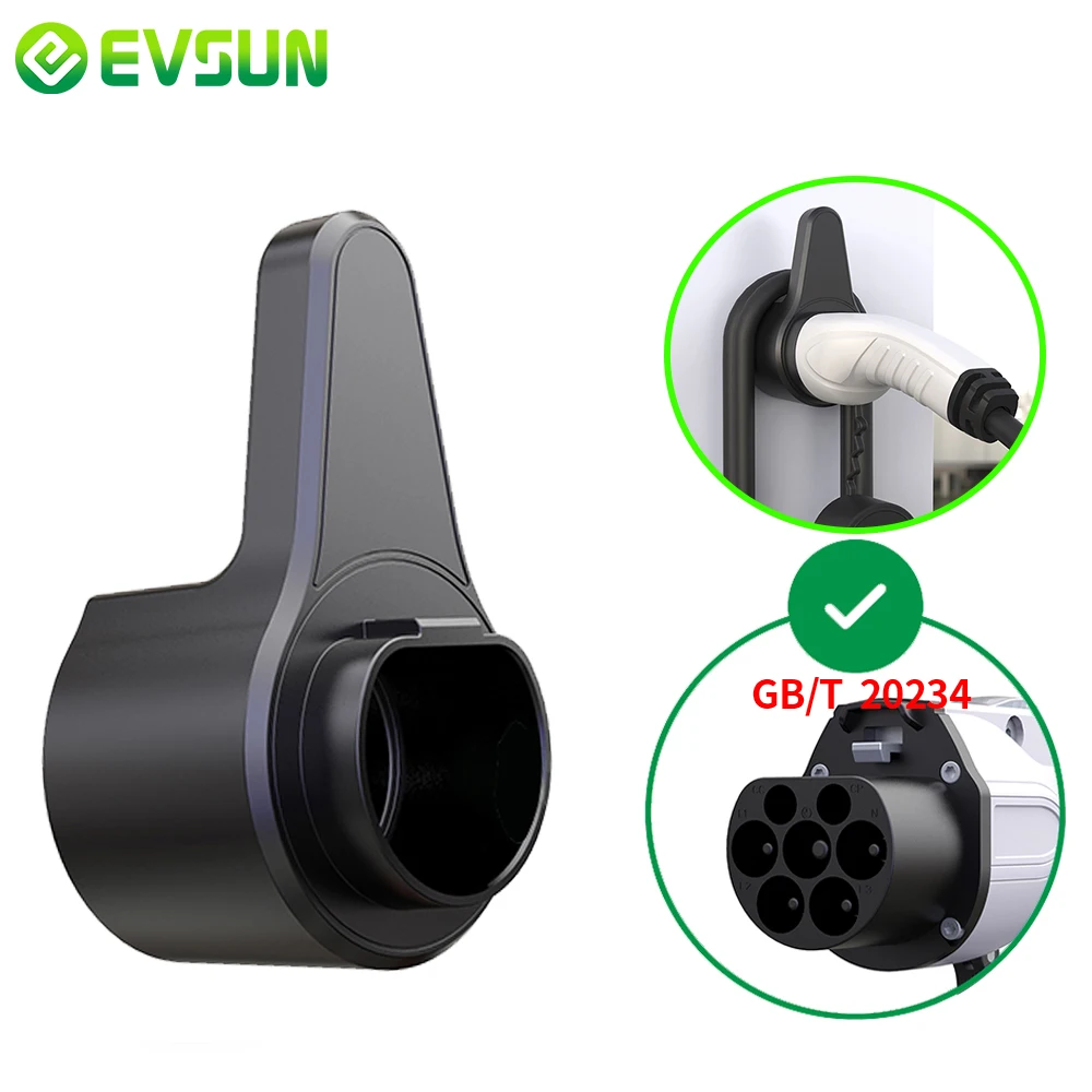 EVSUN EV Charger Plug Holder Type2 Type1 GBT Tesla Holster Electric Vehicle Car Charging Plug Extra Protection Wallmounted