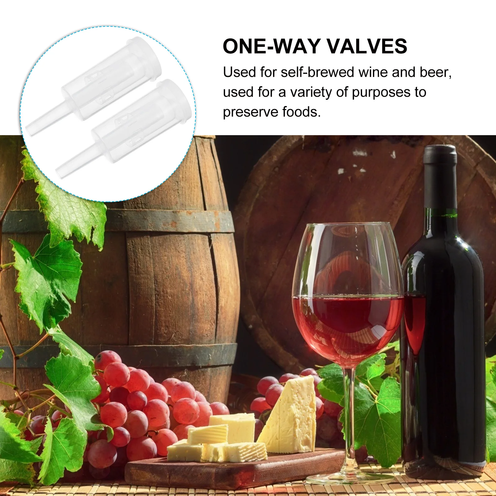 

2Pcs 3-Piece Air -Way Valves for Home Brew Wine Beer Transparent Check Valves 3-Piece Air Locks Lids Kit