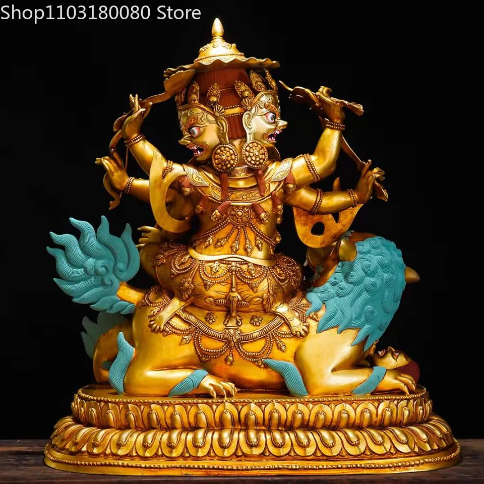 Copper gilding carving King Pehar Protectors Buddha Statue Tibet Nepal Pehar Gyalpo sculpture Large size,48cm