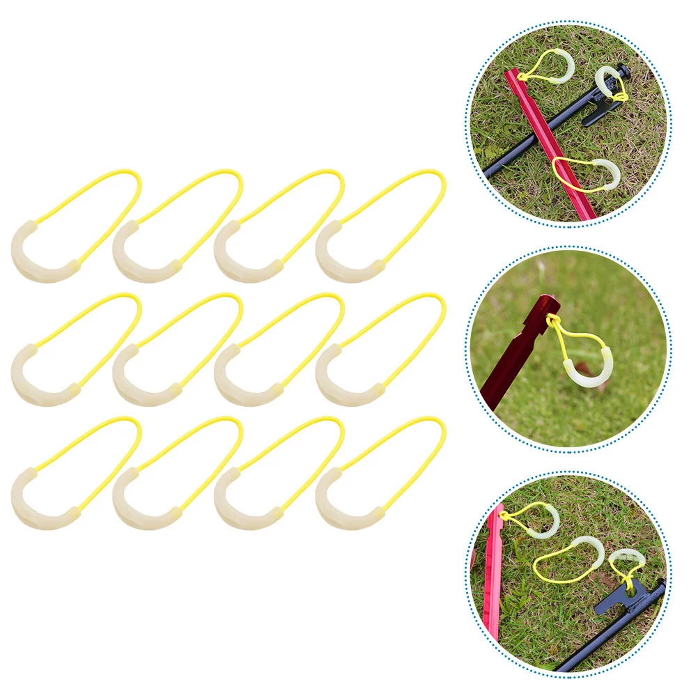 

12 Pcs Luminous Cord Buckle Hiking Zipper Pullers Pulls Ropes Camping Head Extension