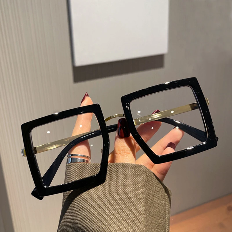 

Oversized Eyeglass Frames For Women Trendy Classic Square Transparent Computer Optical Lenses Glasses Clear Lens Eyewear