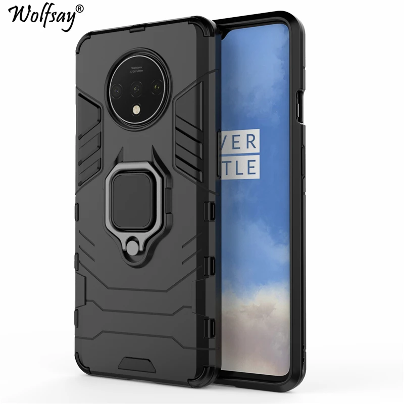 Wolfsay For OnePlus 7T Case, OnePlus 7T Car Holder Armor Cases Hard PC & Soft Silicone Cover for OnePlus 7T With Magnet 6.55