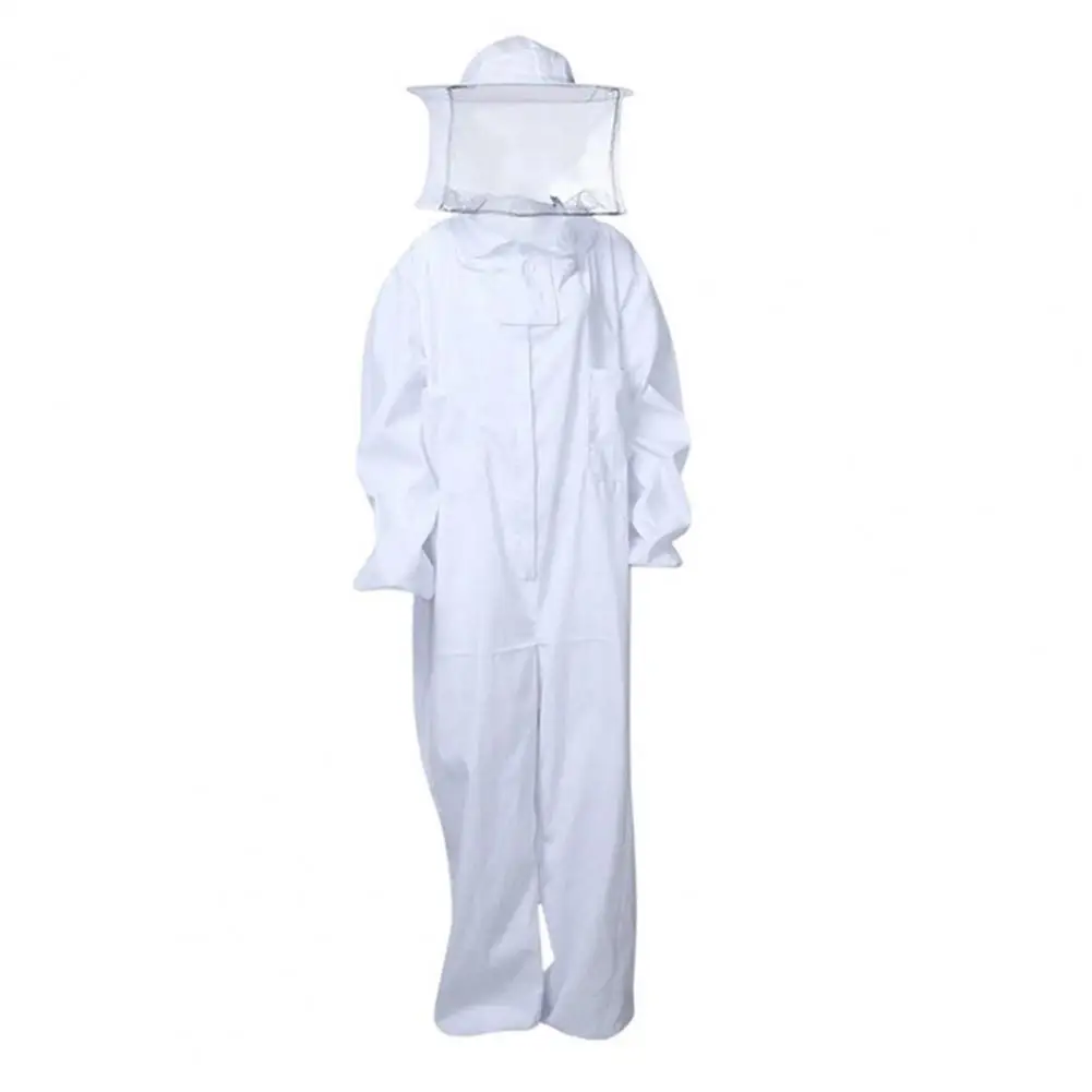 

White Beekeeper Suit Professional Beekeeping Supplies Protect Bee Keeper Outfit with Protective Round Veils Hood for Outdoor