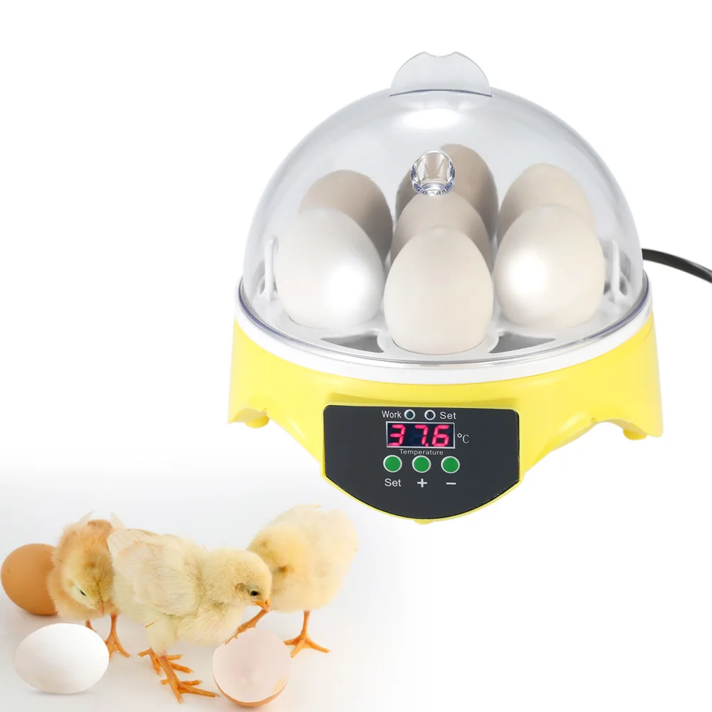 7 Eggs Mini Digital Egg Incubator Hatcher Transparent Eggs Hatching Machine Auto Temperature Control for Chicken Duck Bird Eggs