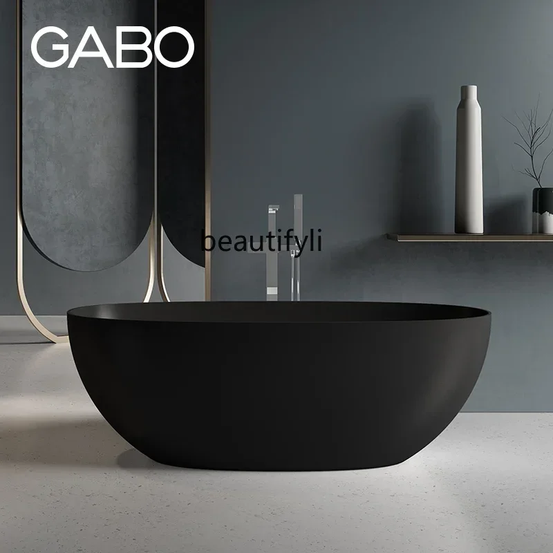 

45Small apartment bathtub artificial stone thin edge black bathtub B & B home standard