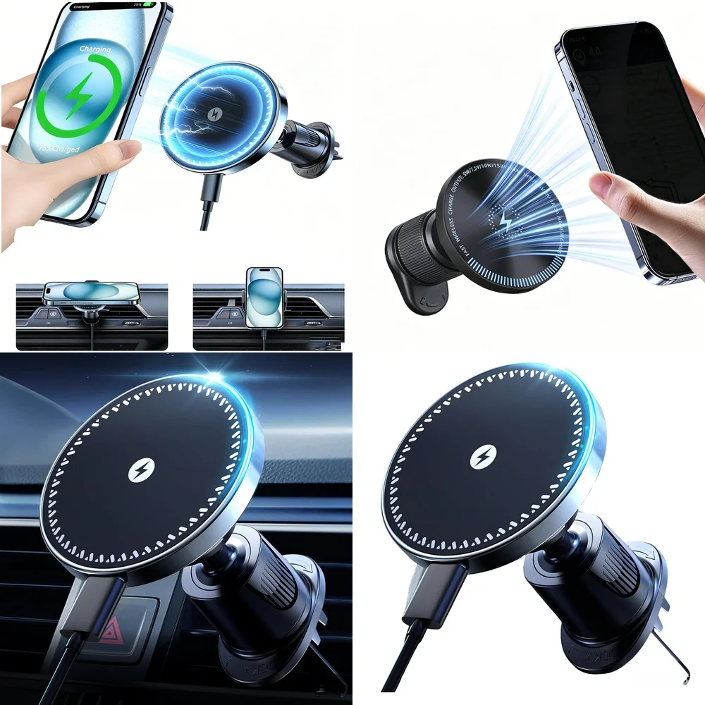 Hot Electronic Accessories Trend Magnetic Wireless Charger Air Vent Car Phone Holder  Consumer Electronics Chargers Adapters