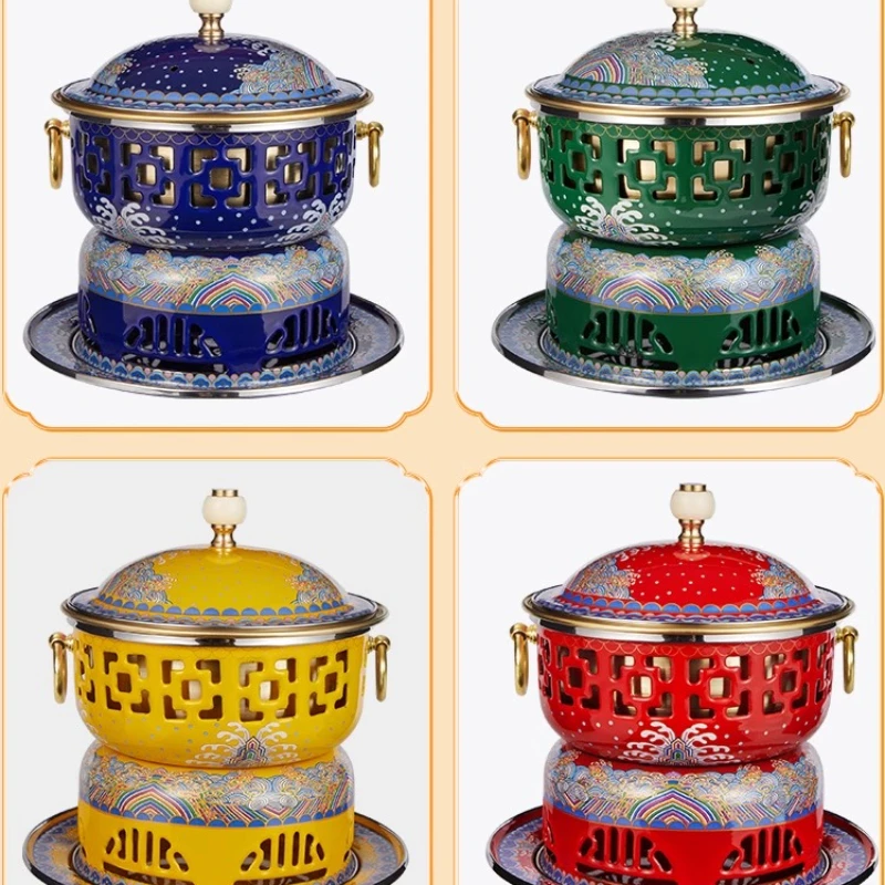 

Enamel small copper pot single pure copper small hot pot alcohol oil pot meal Chinese copper stove commercial