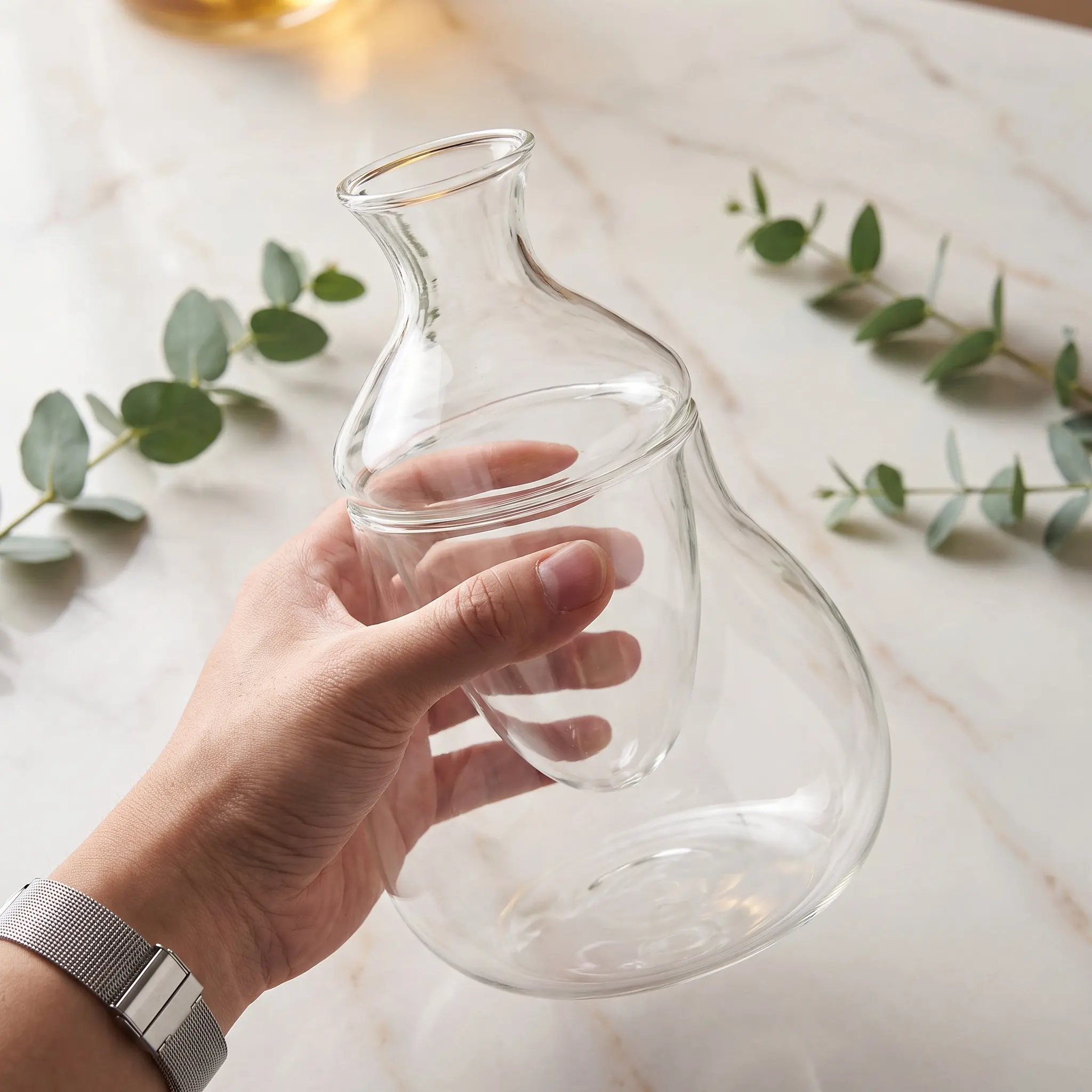 Glass Wine Decanter Chiller Set 540Ml 35Mm Crystal Carafe Ice Pocket Iced Tea Fridge Jug Red Wine Carafe Decanter