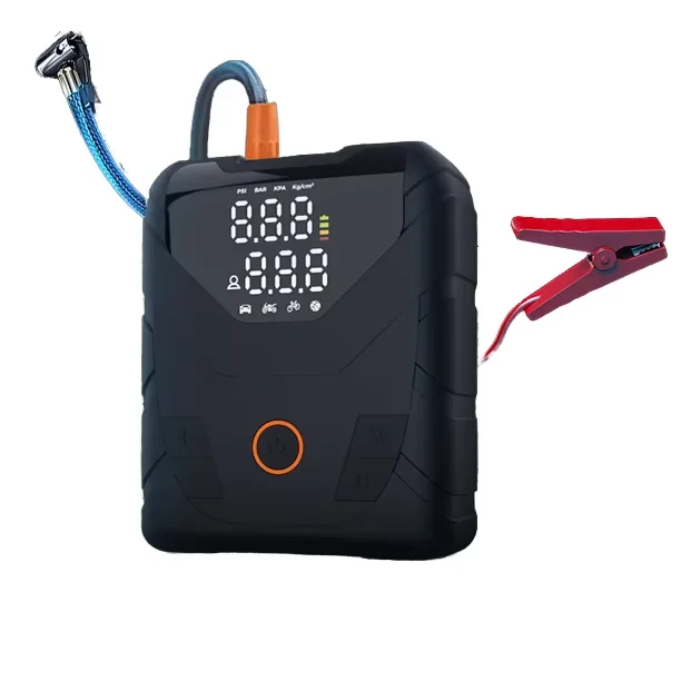

Long Battery Life, Portable LED Tire Basketball Inflator Pump, Emergency Battery Jumper Starter and air Compressor 2-in-1