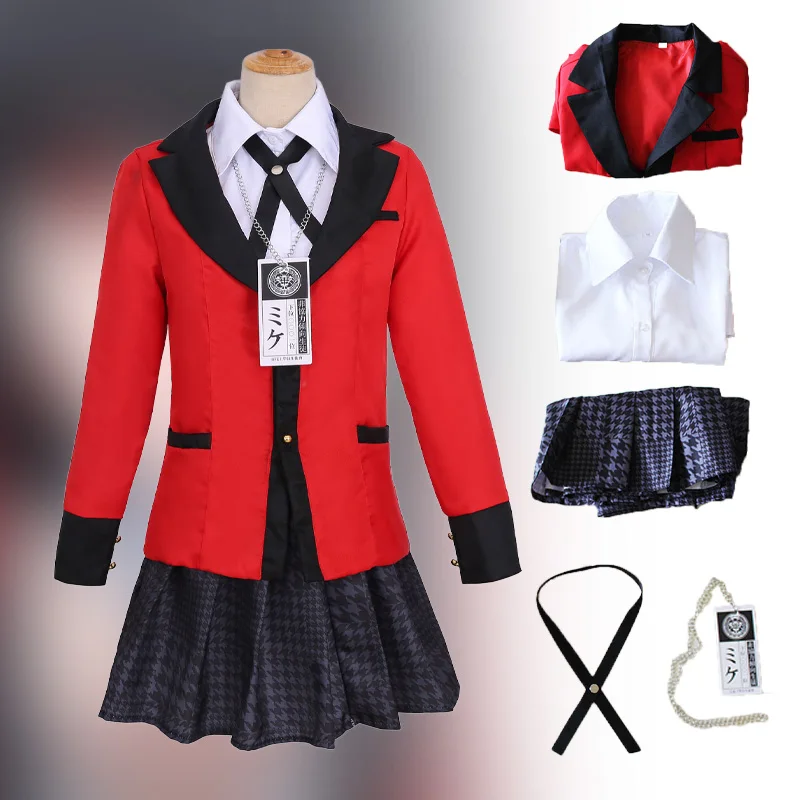 Anime Cosplay Jabami Yumeko Cosplay Costume Coat Shirt Skirt Breastpiece Japanese School Girls JK Uniform Halloween Costumes