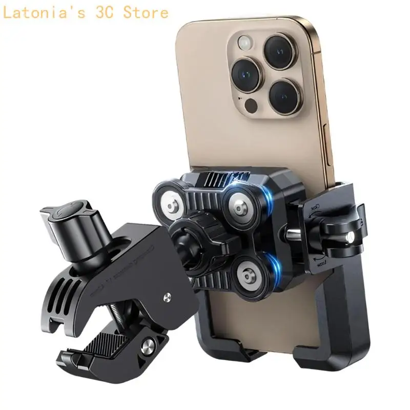 Not Theft Aluminum Motorcycle Phone Stand with Silicone Protect Shockproof Phone Mounts for 4.7 to 7.2 Inch Devices X3UB