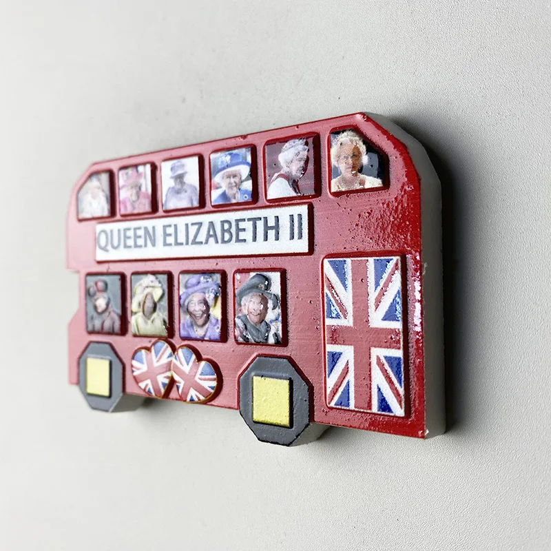 London, England, Queen Elizabeth II, 3D refrigerator magnets, tourist souvenirs, collection of arts and crafts gifts