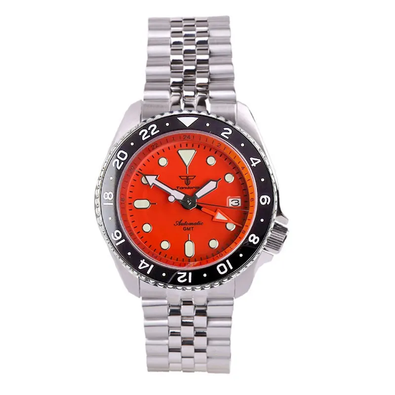 Tandorio 20ATM Diver 41mm Japan NH34A Sapphire Glass Automatic Men Watch Date Luminous GMT Function Rotating Bezel 3.8 Crown view 2