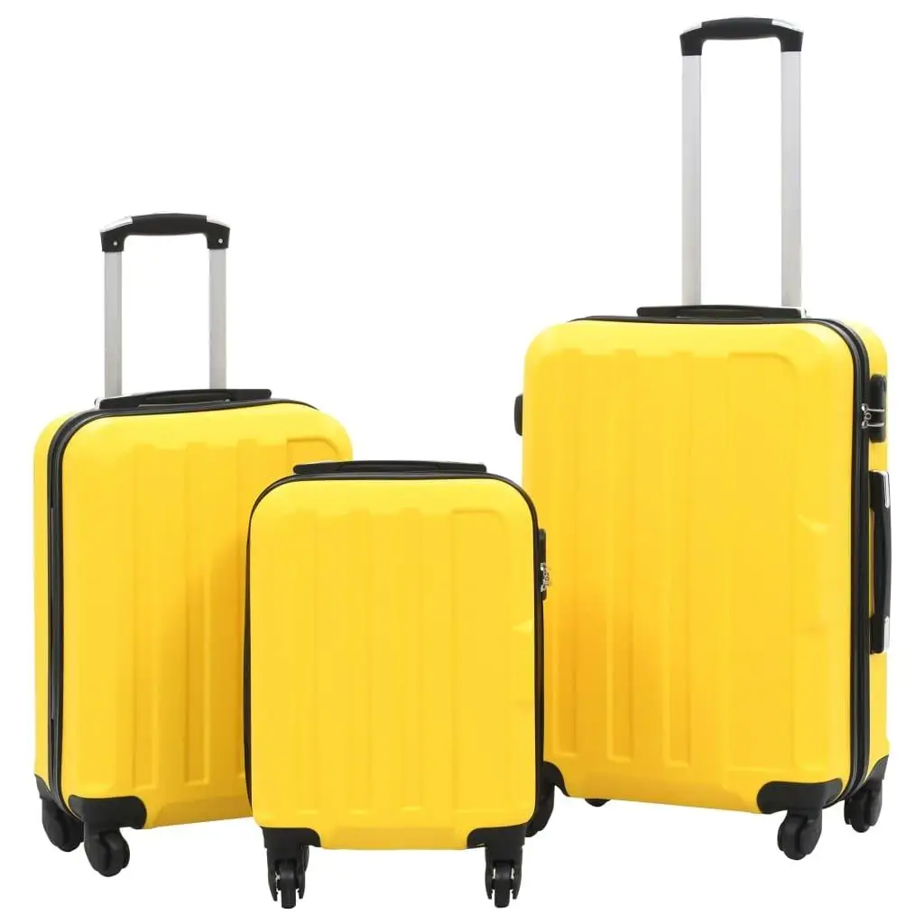 3-Piece Yellow ABS Hardcase Trolley Luggage Set - Durable & Stylish Travel Bags