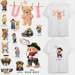 Cartoon Bear Popular Iron Heat Transfer Stickers For Men's And Women's Clothing Hoodie T-shirt Kids DIY Patch Waterproof