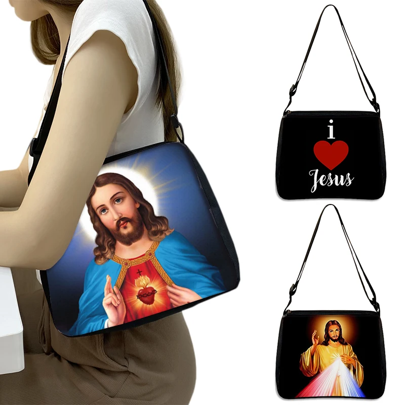 Jesus Save My Life Shoulder Bags Christianity God Believers Messenger Bag Religious Book Storage Bags Handbag Phone Holder Gift