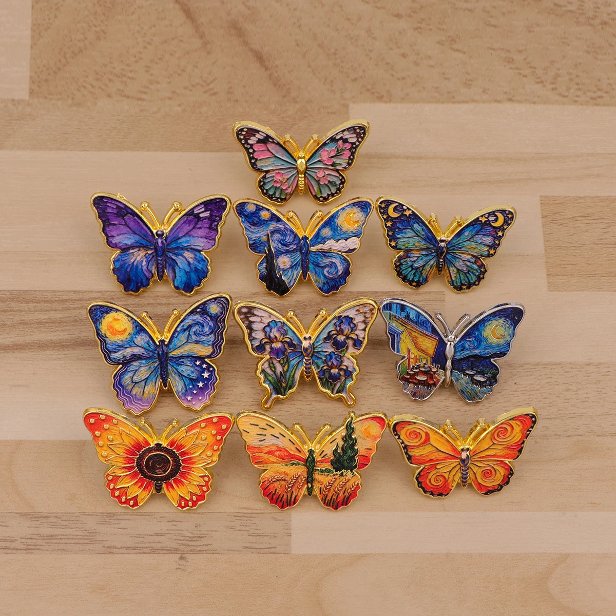 Ölgemälde Schmetterling Emaille Pins Schöne Brosche Anstecknadel Abzeichen auf Rucksack Kleidung Accessoires Modeschmuck Geschenke