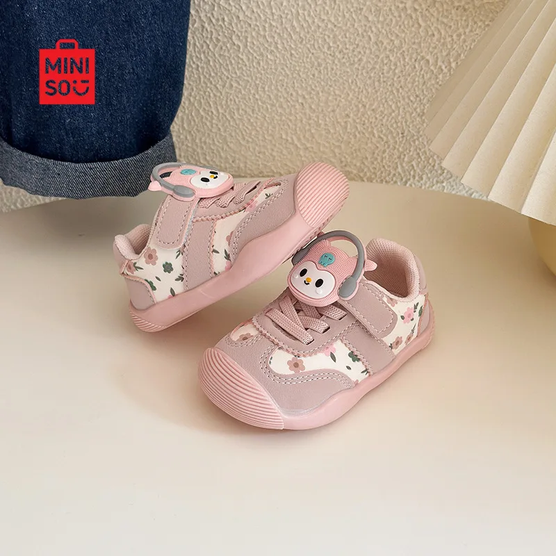 

Miniso 2025 Kuromi Kids Sneakers, Breathable Velcro Shoes for Boys & Girls Cartoon Casual Wear