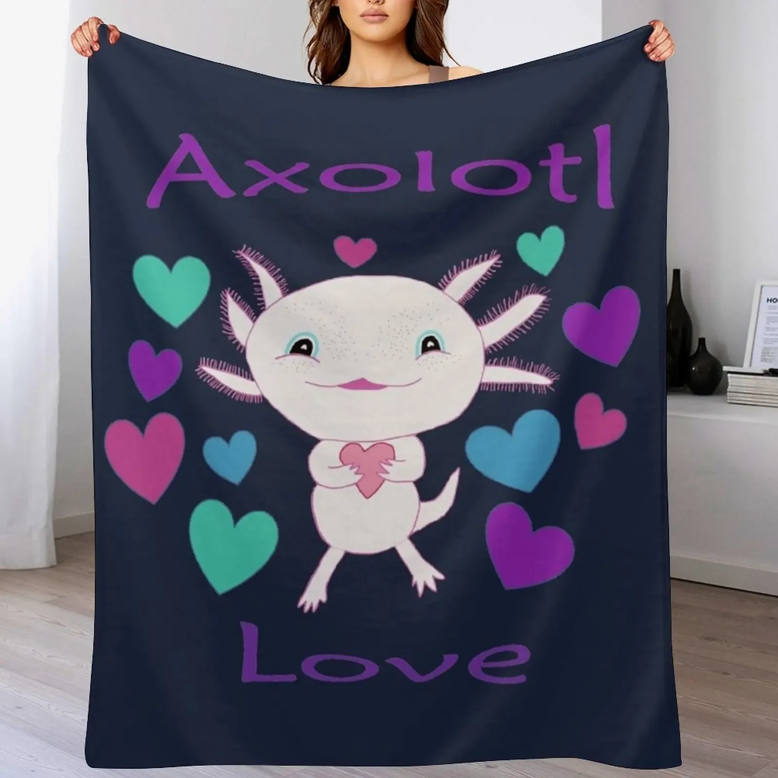 

Axolotl, Axolotl Dark Blue Background, Axolotl Love, Adorable Axolotl, Cute Axolotl, Adorable Salamander, Cute Sal Throw Blanket