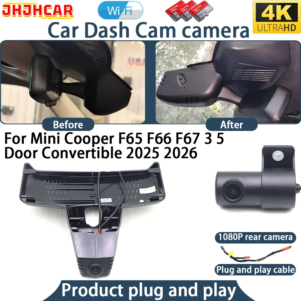 4K Dash Cam For Mini Cooper F65 F66 F67 3 5 Door Convertible 2025 2026 Plug And Play WiFi DVR Car Camera Video Recorder Night