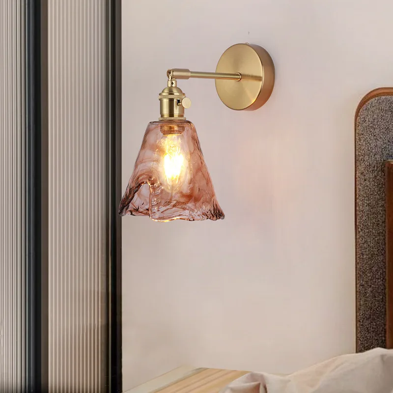 2026 Amber Vintage LED Wall Light Fixture Reading Restaurant Dining Room Up Down Rotate Pull Chain Switch Bedroom Bedside Lamp