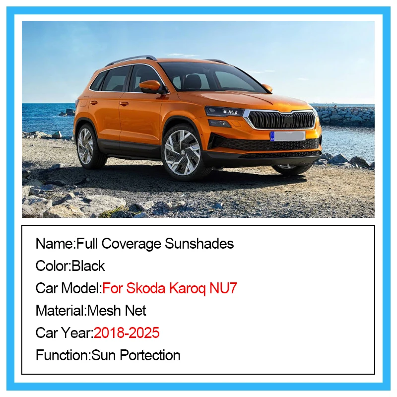 Magnetic Car Sunshade For Skoda Karoq NU7 2018-2025 Front Windshield Curtain Side Window Shade Mesh Curtain Protector Parts Tool