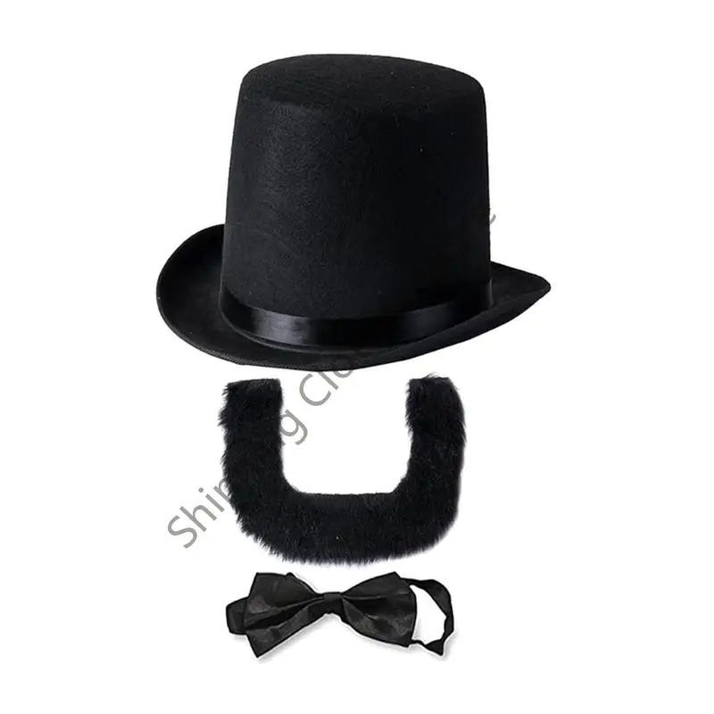 

M68A 3Pcs Abrahams Lincolns Costume Accessories Set Patriotic Costumes Presidents Day Costume Gentleman Outfits for Halloween