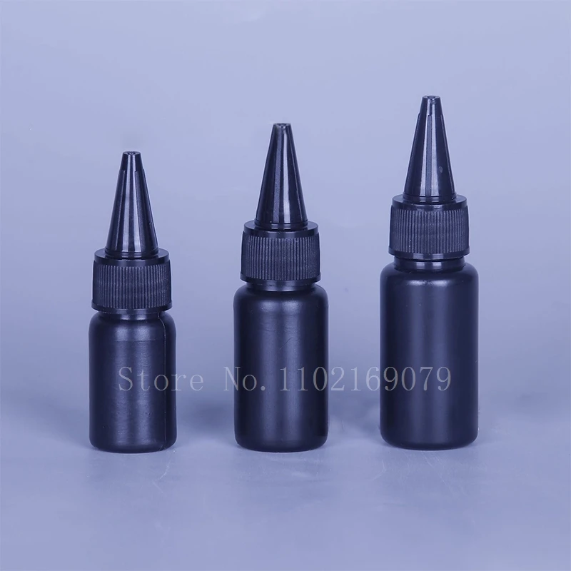 50Pcs 10ml-100ml Leere UV Schatten Kleber Flaschen PE Kunststoff Tropfen Abgabe Applikator Squeeze Flasche Schwarz farbe Tinte Container