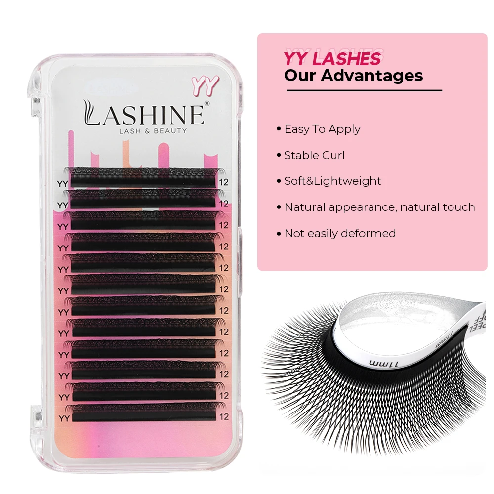 LASHINE YY-Form Wimpern Vorgefertigte Volumen-Wimpern Fuchsaugen-Wimpern Faux-Mink-Wimpern Natürlich Weich – Detail 2