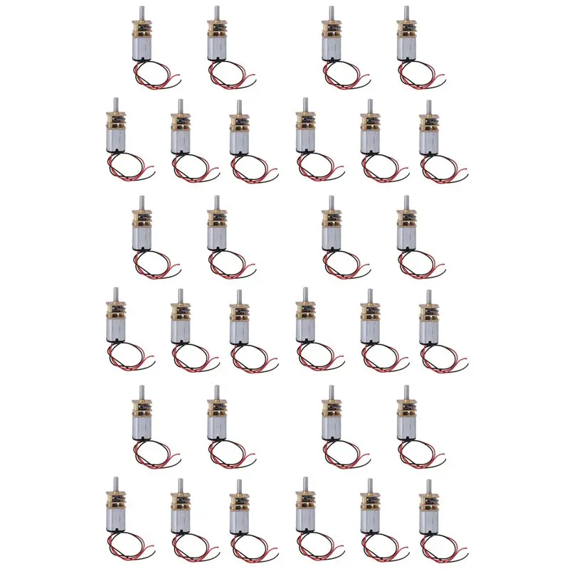 ABUI-30Pcs N20 Mini Micro-Metal Gear Motor With Gearwheel DC Motors 60RPM Slow Speed Full Metal Reducer