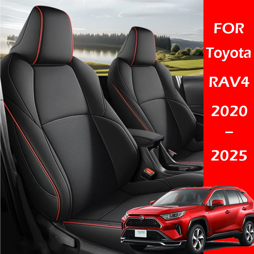 

Чехлы на автомобильные сиденья на заказ, подходят для Toyota RAV4 2020-2025 2026, полный комплект водонепроницаемых передних и задних автозащитных чехлов (гибрид или газ)