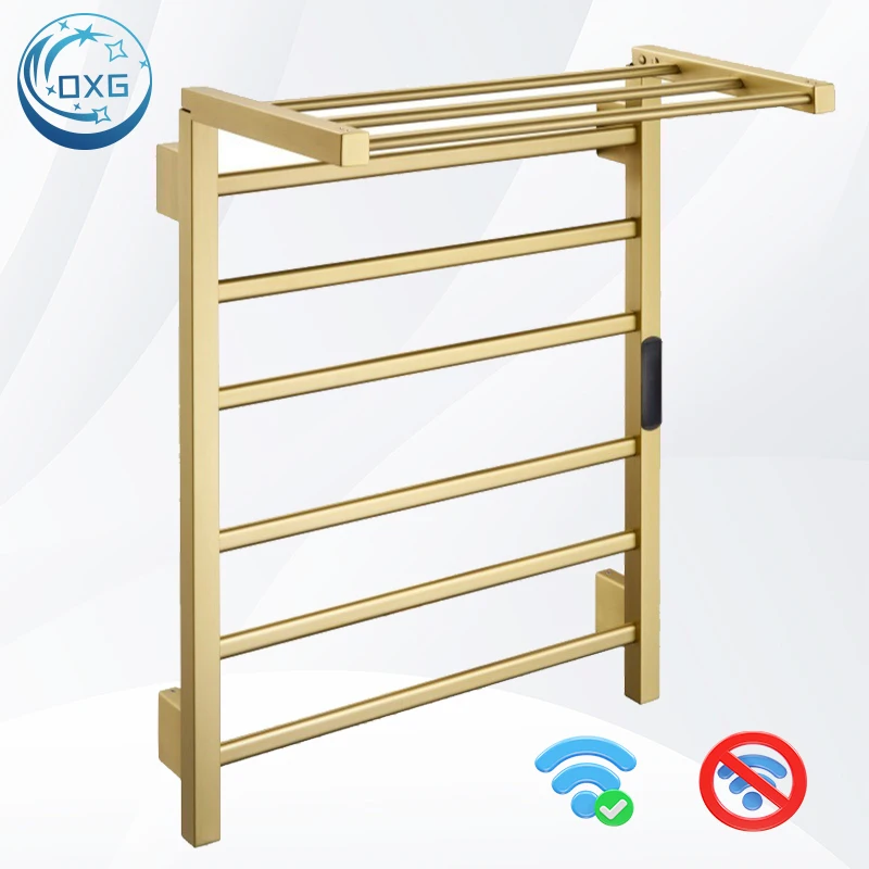 

OXG Electric Towel Warmers Heated Towel Rack With Timer Foldable Shelf Smart Wifi/Non-Wifi Wall Mounted Heated Bath Towel Rail