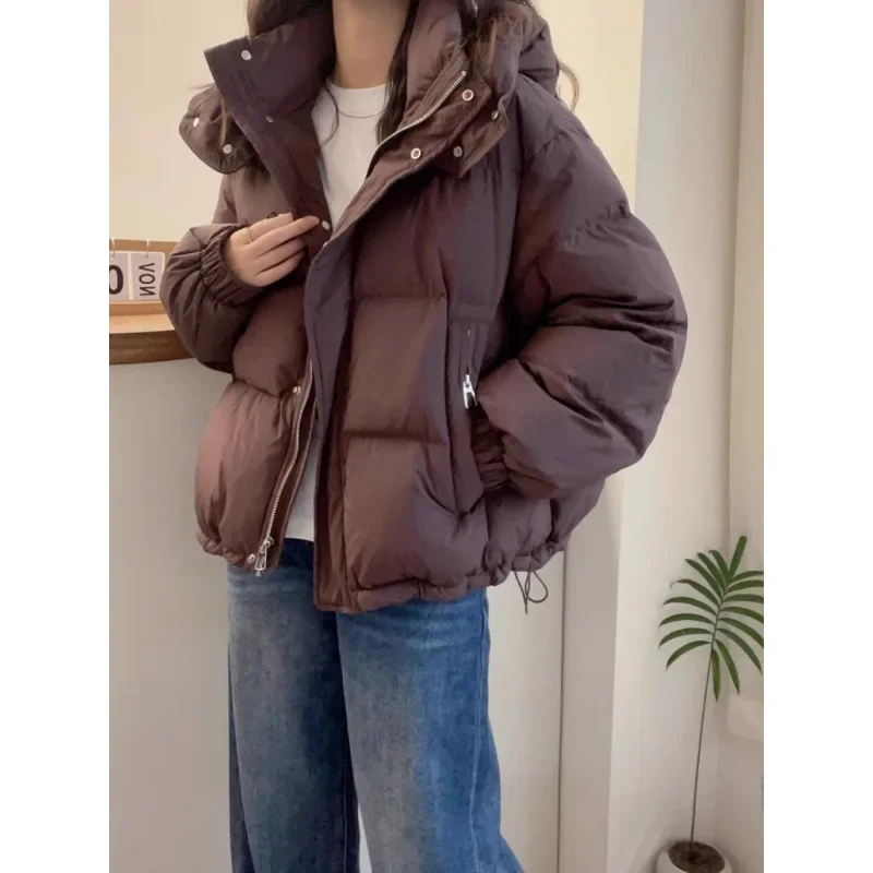 Women Korean Cotton Parkas Hooded Winter Oversize Coat Thick Warm Loose Puffer Jacket Female Solid Fashion Zipper Outwear