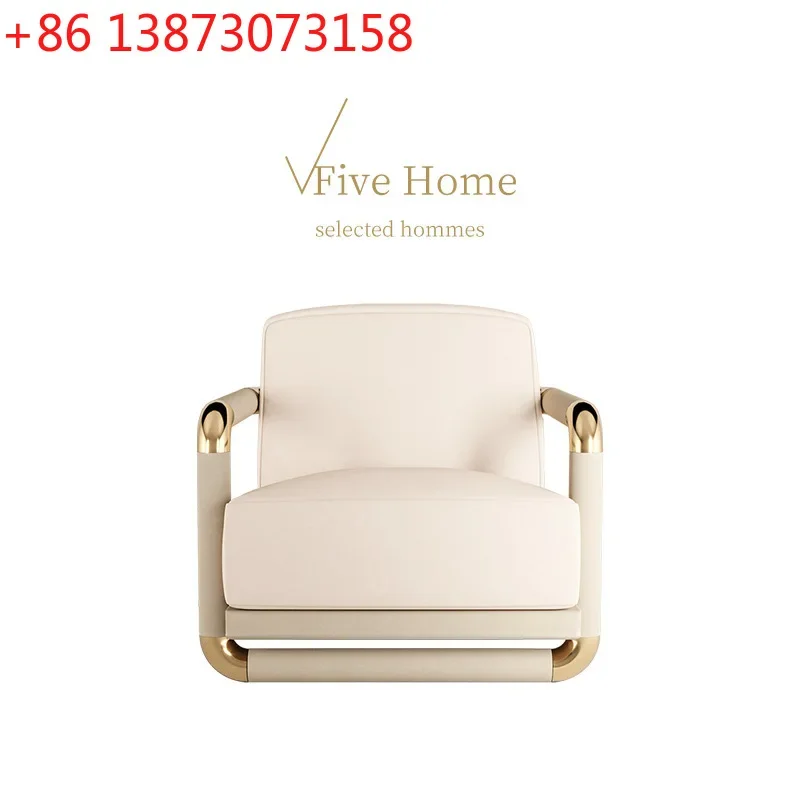 

Italian designer champagne gold soft bag comfortable single chair