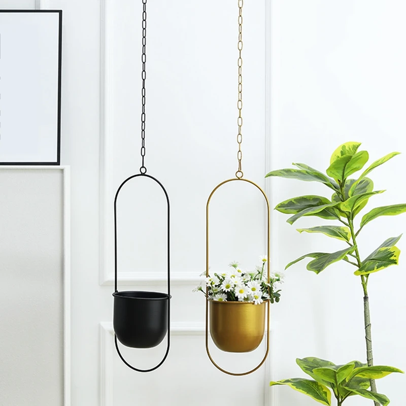 Hanging Planter Pot Baskets Minimalist Plant Pot Container Metal Hanging Flower Pots For Indoor Outdoor Garden Easy Install