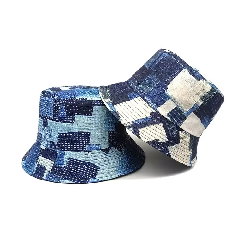 

Четыре сезона, хлопковая панама с геометрическим принтом, рыбацкая шляпа, уличная солнцезащитная кепка для путешествий для мужчин и женщин, 222