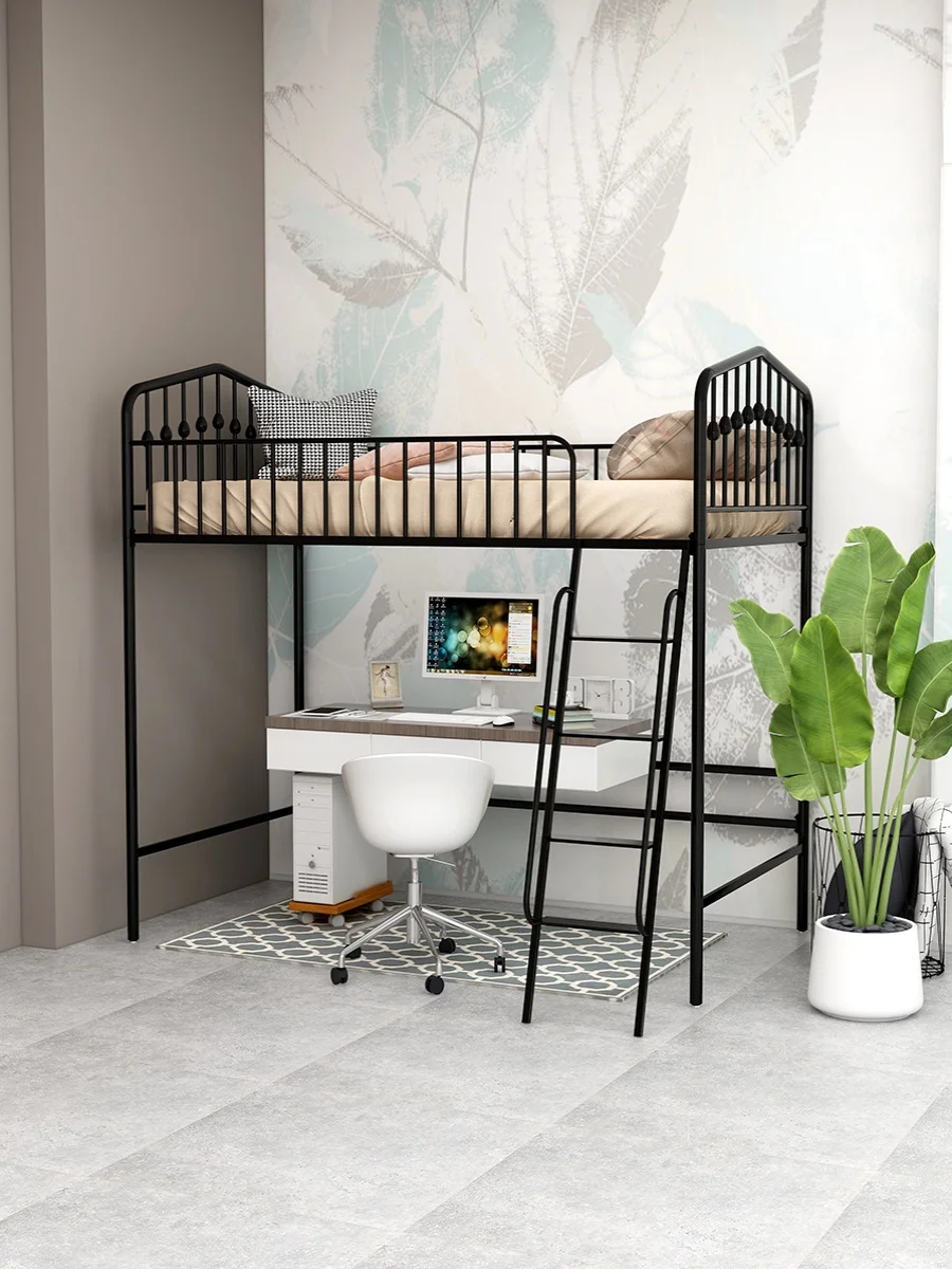 Elevated bed Under the bed Empty loft type single upper floor Adult small apartment space-saving duplex second floor High