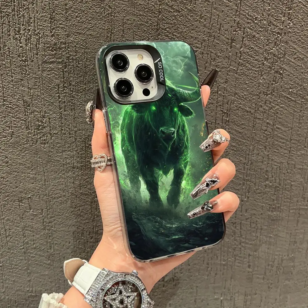 

Green-eyed cow Phone Case case for iPhone17 16 15 14 13 12 11 Pro/ Max/Plus shock-proof rear cover anti-fingerprint