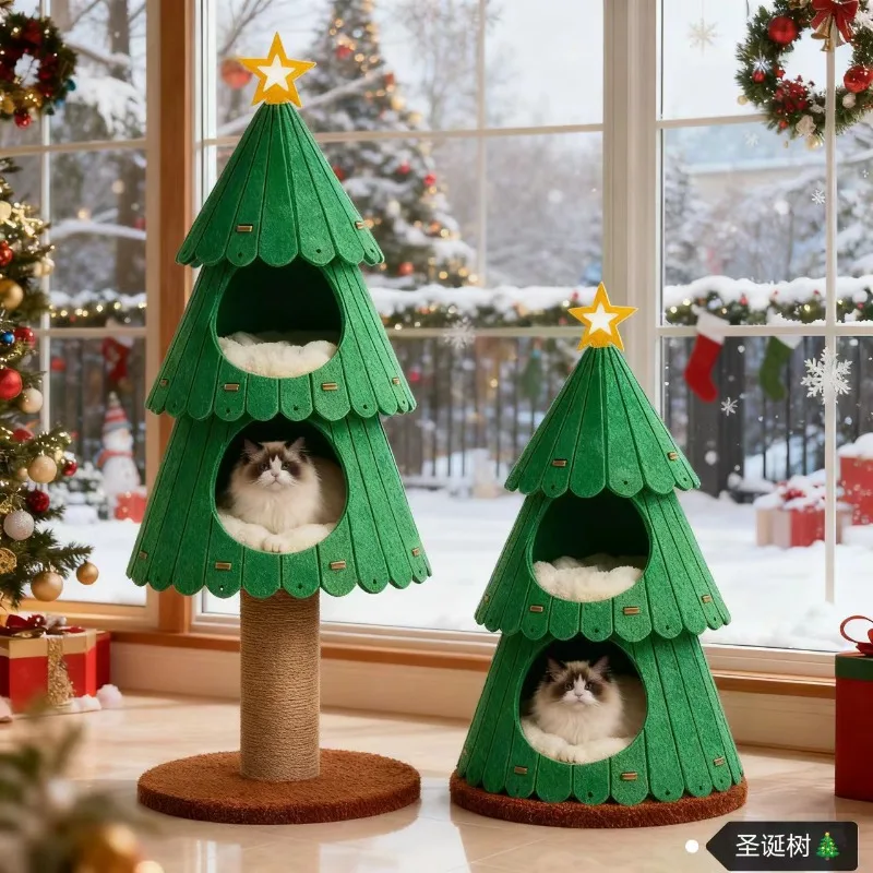 

Рождественская елка, рамка для лазанья для кошек, кошачье гнездо, интегрированная фетровая стойка для лазанья для кошек, многослойное спальное гнездо, прочный скретч для домашних животных