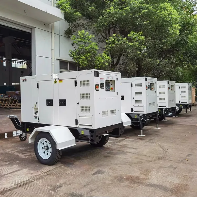 Customized Silent Type Trailer Mobile Home Use Water Cooled 12-100kw 440V 12V/24V DC Start Diesel Generator Set With ATS