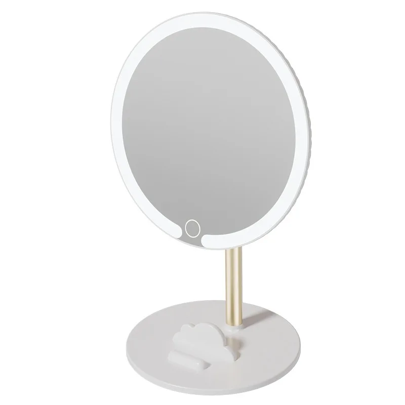 LED Vanity Mirror with Lights, 360° Rotation Touch Control, Portable Tabletop Makeup Mirror for Home Office Dormitory, Patent De