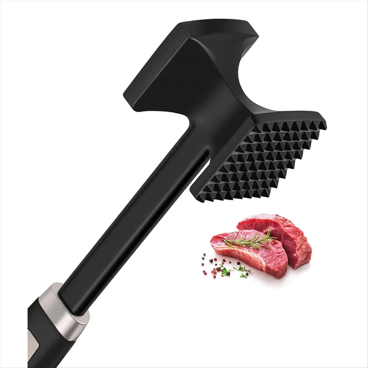 ABZT Meat Tenderizer, Dual-Side Meat Mallet, Heavy Duty Solid Meat Hammer Pounder Tool for Tenderizing Steak, Pork and Beef