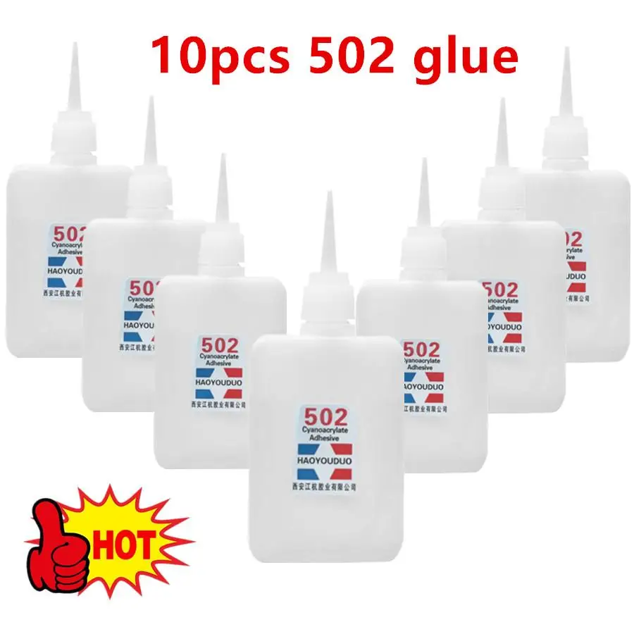 

10pcs 502 Quick-drying Super Glue Strong Adhesive Quick Bond Rubber Tool Fast Leather Office Universal Glue Instant Metal Suppli