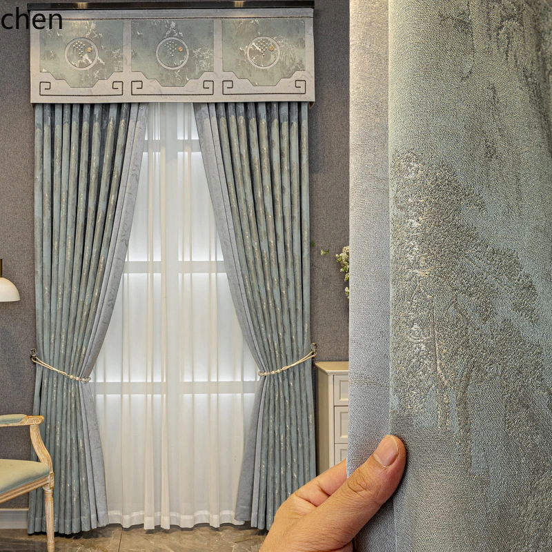 

Custom LXC Curtains Luxury Villa Duplex Living Room Bedroom High Precision Jacquard Classical Chinese Style
