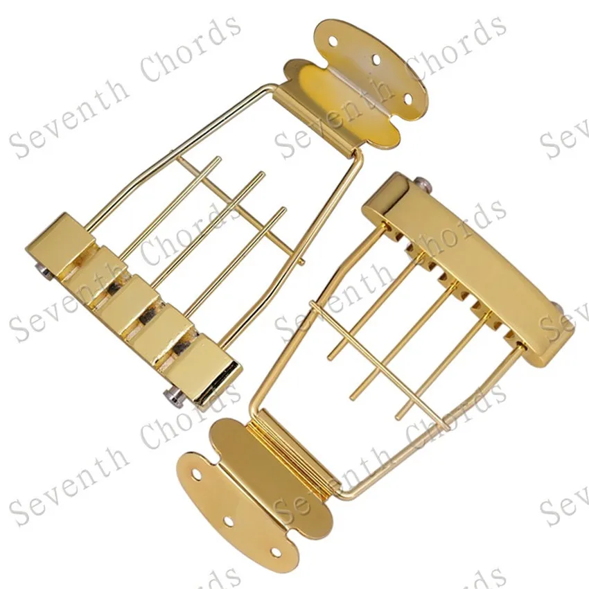 A Set Trapeze 4 String Archtop Tailpiece Bridge For  Bass Guitar With Wired Frame Guitar Accessories Parts