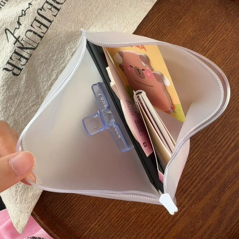 A5 Binder Notebook Cover 6in1 with Transparent PVC Zipper Loose-leaf Bags Cards Photos Documents Storage School Office Supplies