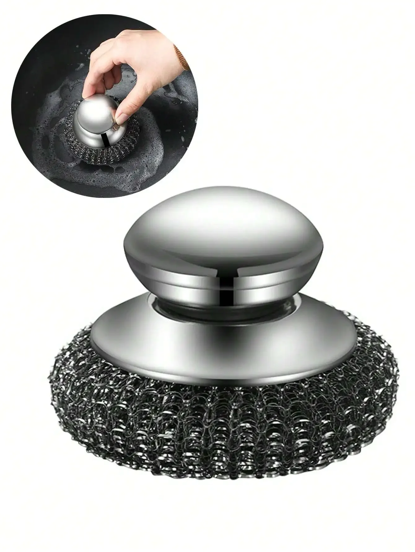 A set Stainless Steel Pot Brush With Handle Heavy Scrubber Scouring  Steel Wool Cleaning Brush Suitable For Pots Pans Grill Sink
