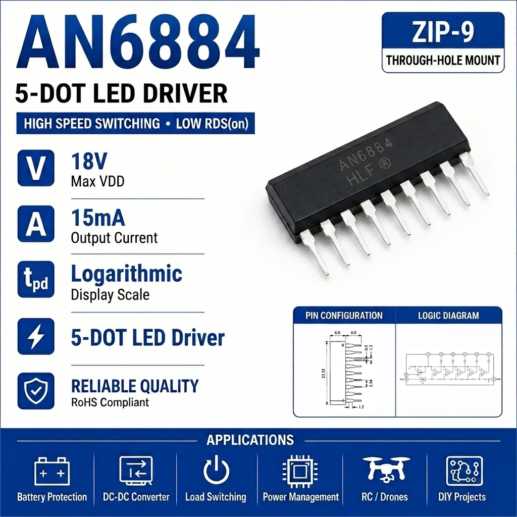 (20 Pcs) AN6884 (Marking AN6884) SIP-9 AN6884 5-LED Audio Level Meter Driver