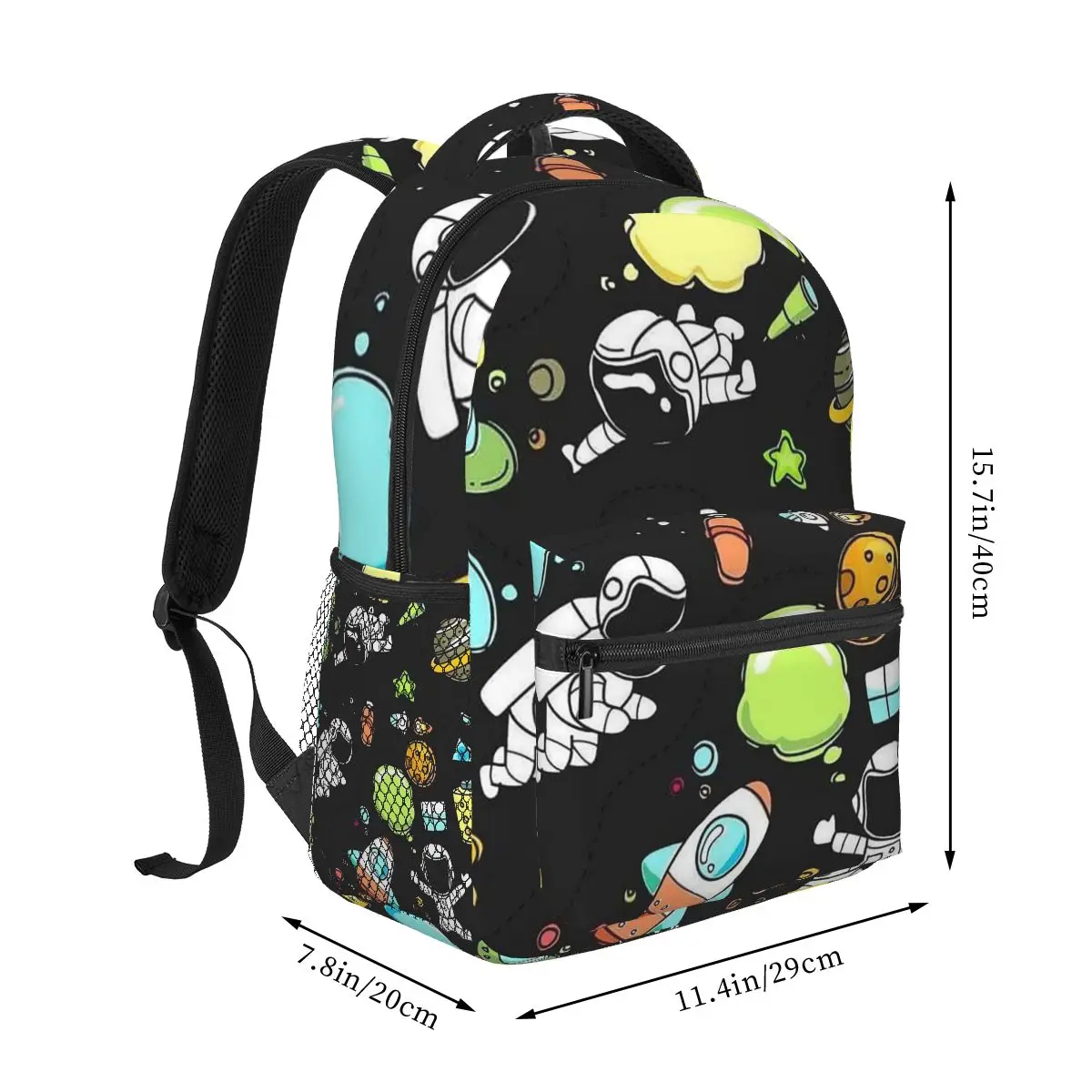 Astronauts Riding Monster Rocket Pattern Backpack Student Boys Girls BookBag Kids School Bag Laptop Shoulder Bags for Men Women